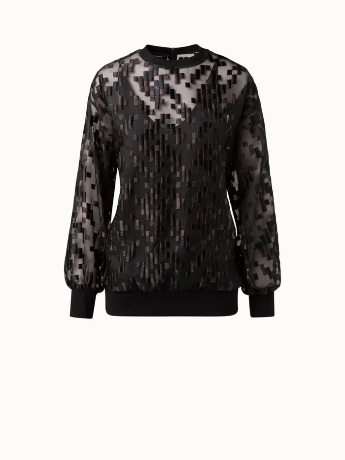 Tulle Pullover With The Order Of Things Embroidery Blackmocha Women Akris Blouses