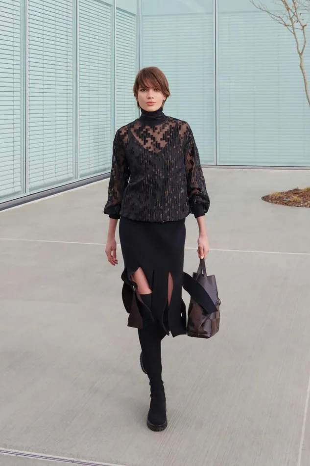 Tulle Pullover With The Order Of Things Embroidery Blackmocha Women Akris Blouses