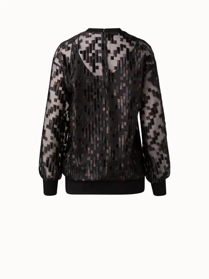 Tulle Pullover With The Order Of Things Embroidery Blackmocha Women Akris Blouses