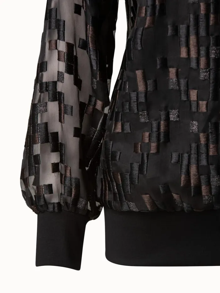 Tulle Pullover With The Order Of Things Embroidery Blackmocha Women Akris Blouses