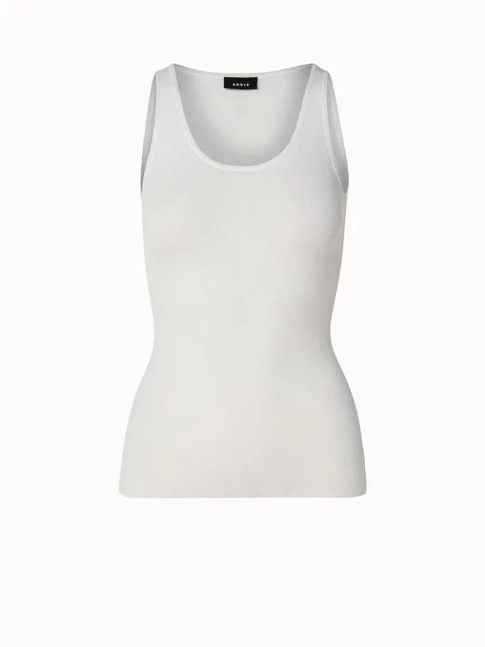 Two In One SemiTransparent Layered Knit Top With Scoop Neck Ecru Women Akris Knitwear