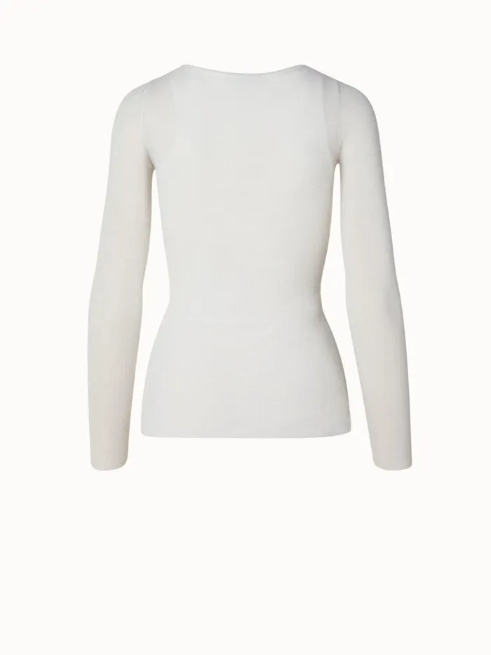 Two In One SemiTransparent Layered Knit Top With Scoop Neck Ecru Women Akris Knitwear
