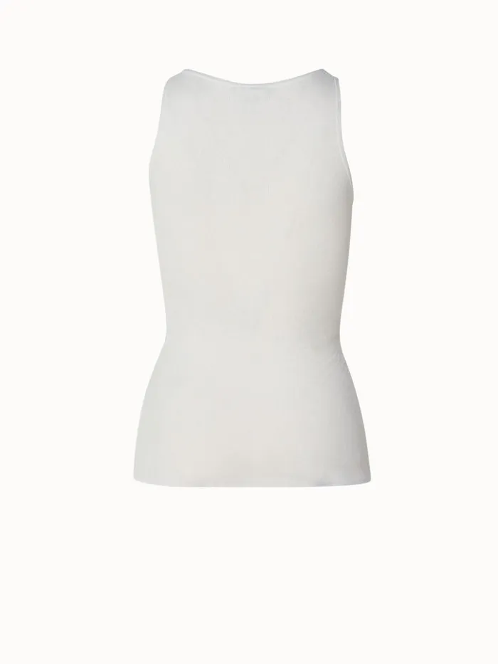 Two In One SemiTransparent Layered Knit Top With Scoop Neck Ecru Women Akris Knitwear