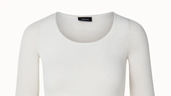 Two In One SemiTransparent Layered Knit Top With Scoop Neck Ecru Women Akris Knitwear