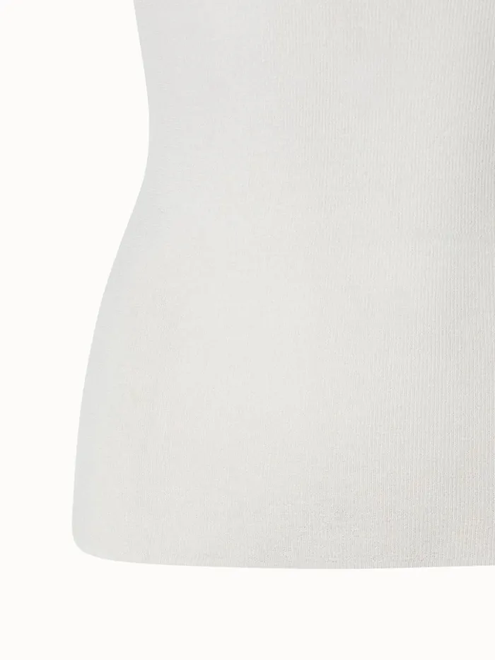 Two In One SemiTransparent Layered Knit Top With Scoop Neck Ecru Women Akris Knitwear