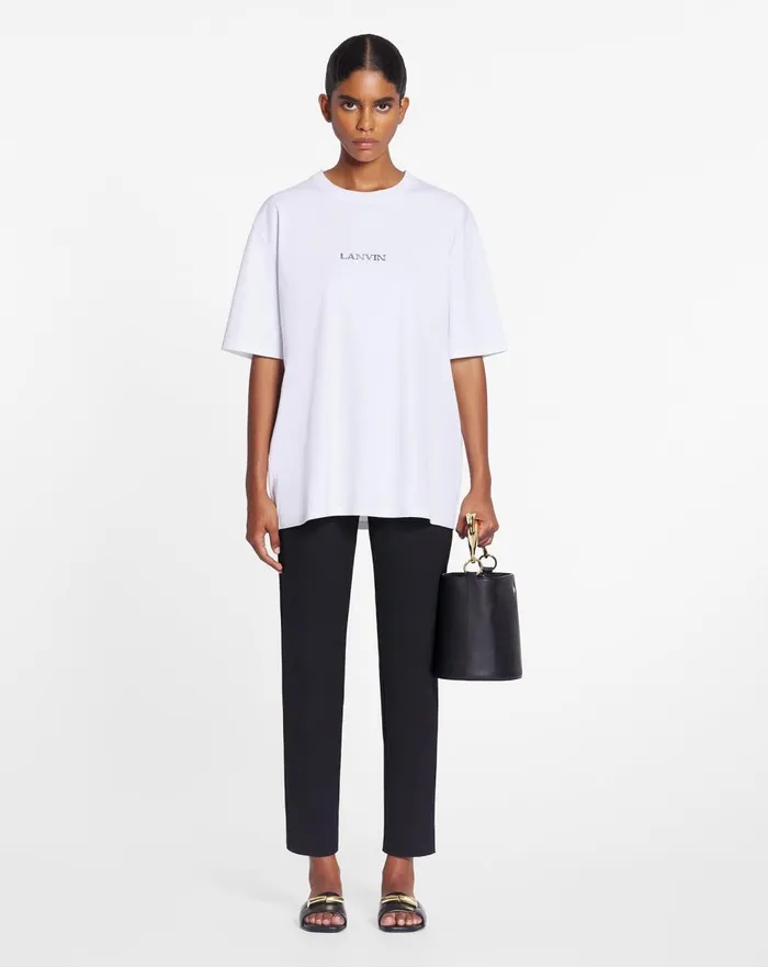 Unisex Lanvin Logo Classic Tshirt Optic White Men Lanvin Tshirts and Polos Unisex Lanvin Logo Classic Tshirt Optic White Men Lanvin Tshirts and Polos