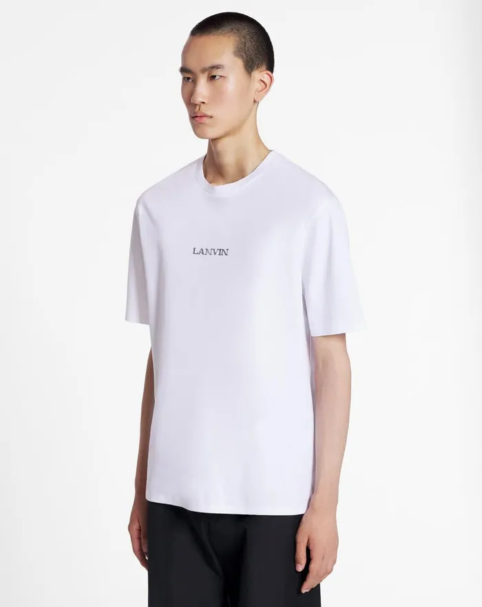 Unisex Lanvin Logo Classic Tshirt Optic White Men Lanvin Tshirts and Polos Unisex Lanvin Logo Classic Tshirt Optic White Men Lanvin Tshirts and Polos