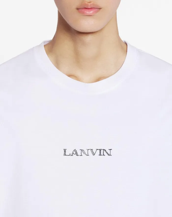 Unisex Lanvin Logo Classic Tshirt Optic White Men Lanvin Tshirts and Polos Unisex Lanvin Logo Classic Tshirt Optic White Men Lanvin Tshirts and Polos