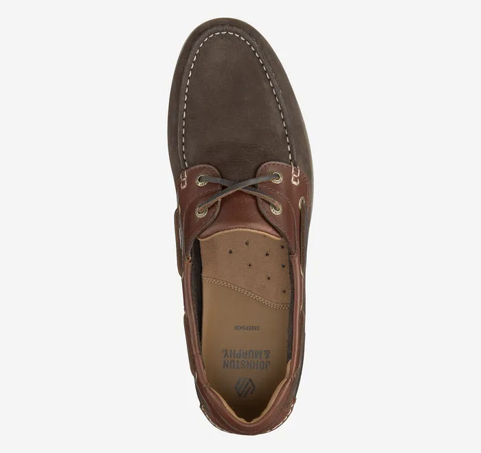 Ventura 2Eye Boat Shoe Dark Brown NubuckMahogany Full Grain Men SlipOns and Loafers Johnston and Murphy