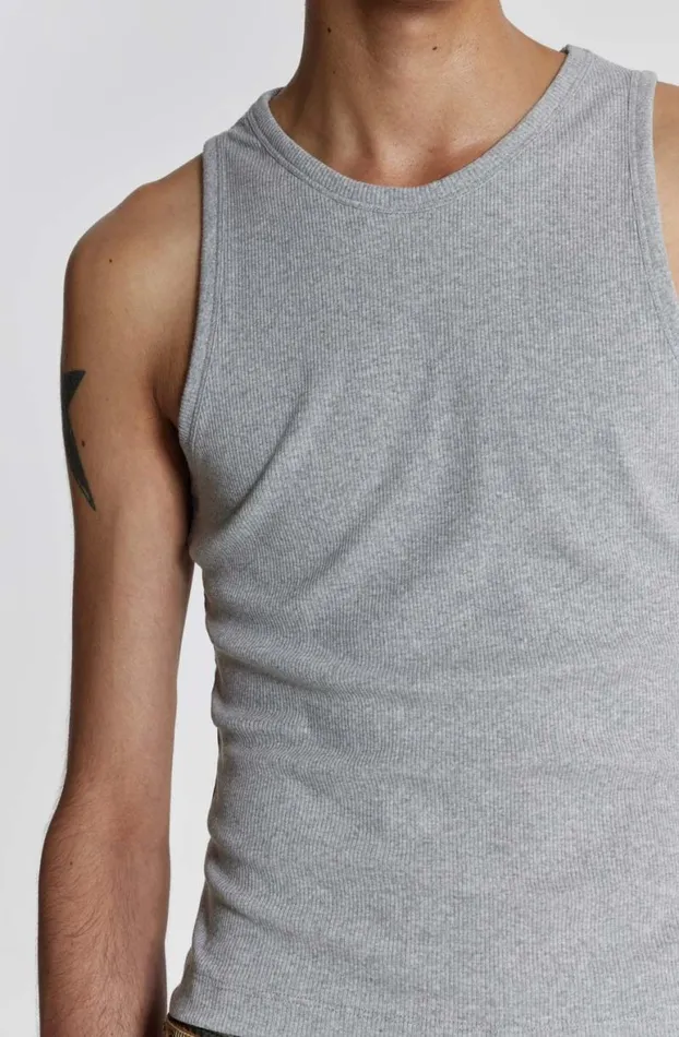 Vests Men Jaded London NTRLS Grey Rib Vest