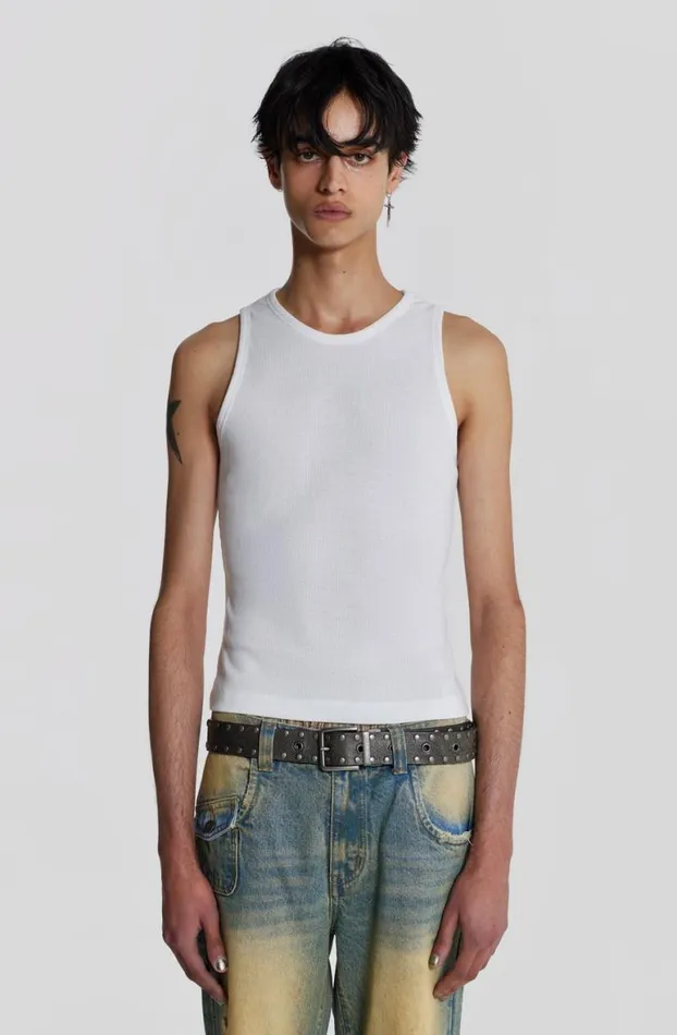 Vests Men Jaded London NTRLS White Rib Vest