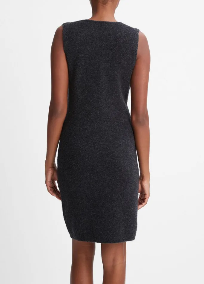 Vince Dresses Women Deep VNeck Sweater Dress Heather Charcoal