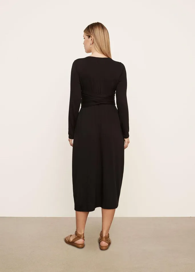 Vince Dresses Women Long Sleeve Wrap Dress Black