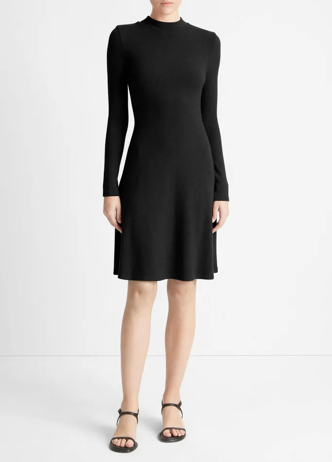 Vince Dresses Women Mock Neck LongSleeve Dress Black