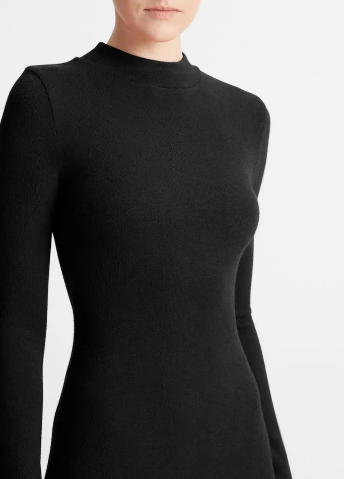 Vince Dresses Women Mock Neck LongSleeve Dress Black
