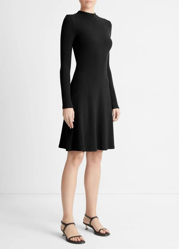 Vince Dresses Women Mock Neck LongSleeve Dress Black