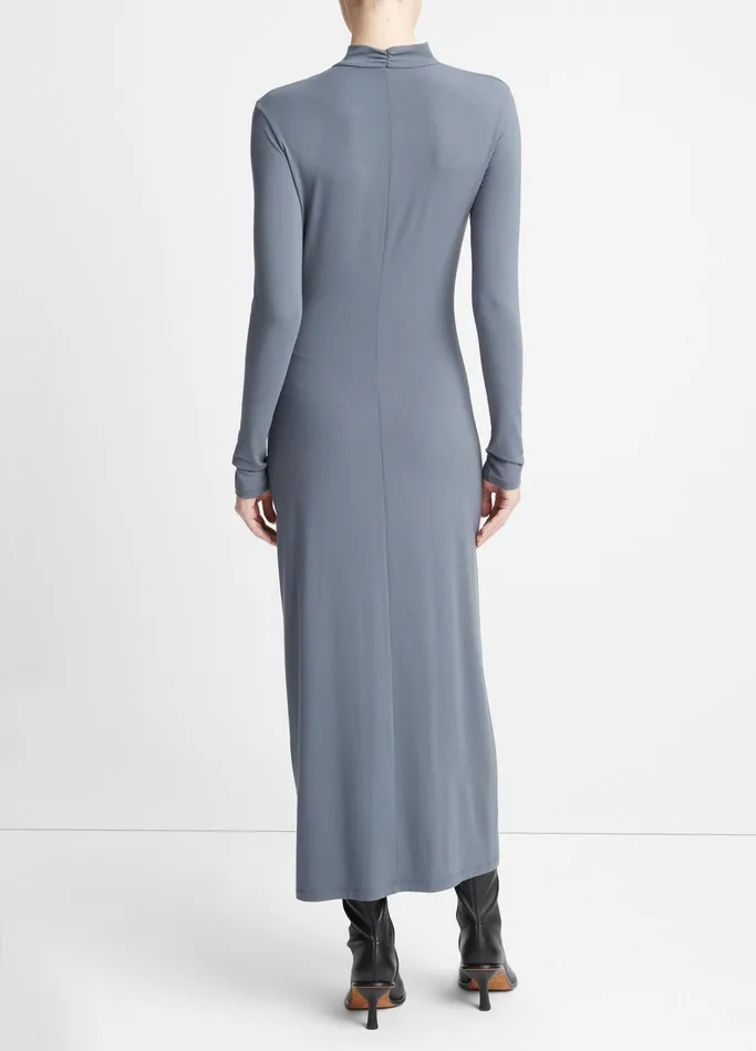 Vince Dresses Women Ruched LongSleeve Turtleneck Dress Pacific Azure
