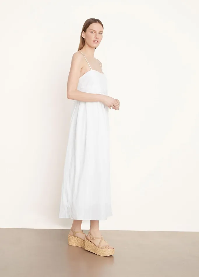 Vince Dresses Women Ruched Paneled Dress Optic White