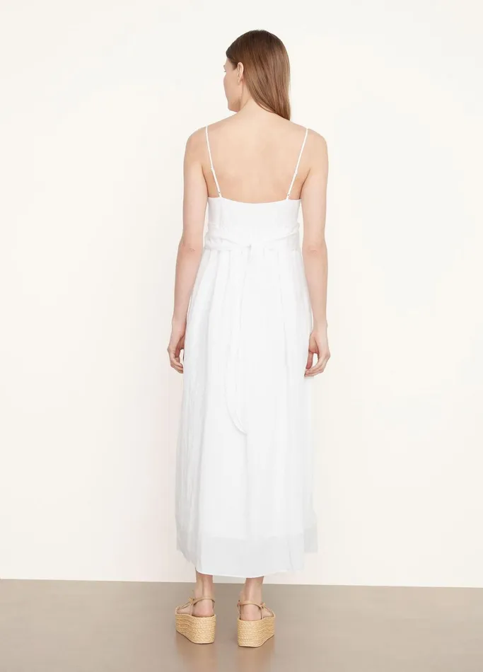 Vince Dresses Women Ruched Paneled Dress Optic White