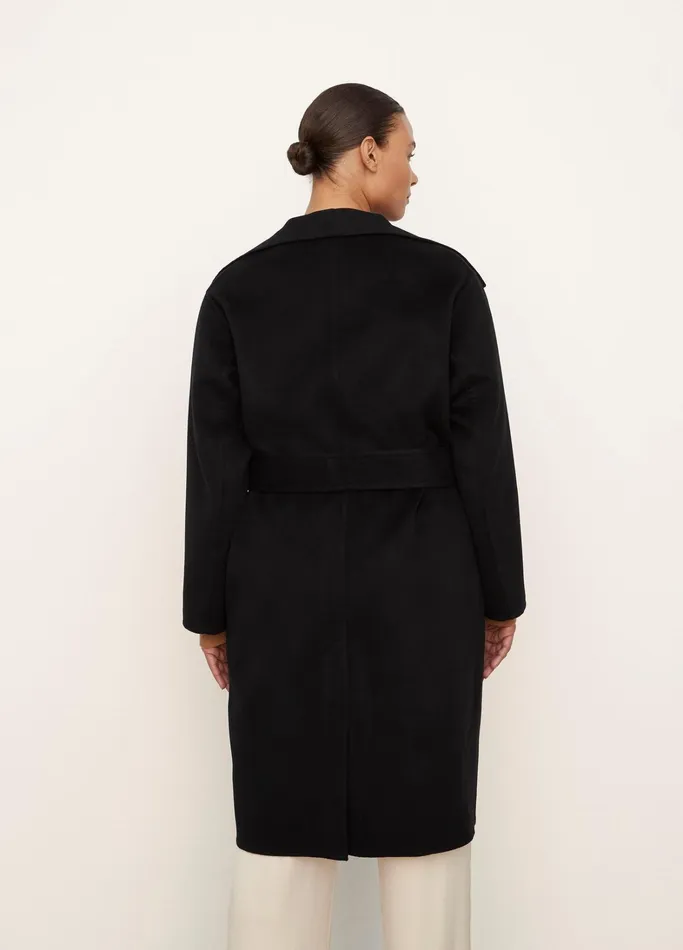 Vince Extended Sizes Women Belted DrapeNeck Coat Black