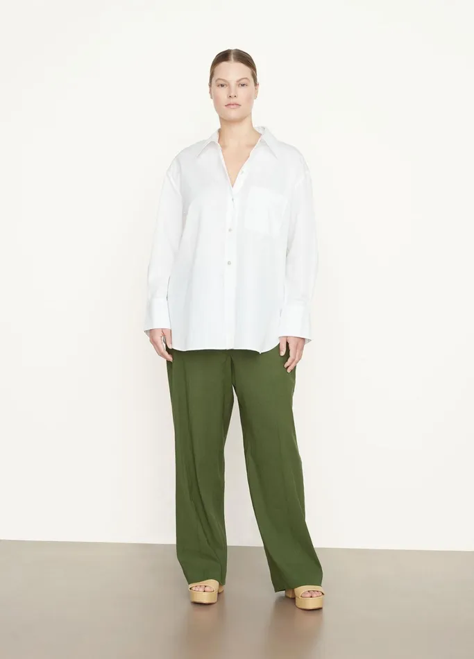 Vince Extended Sizes Women Oversized Long Sleeve Shirt Optic White