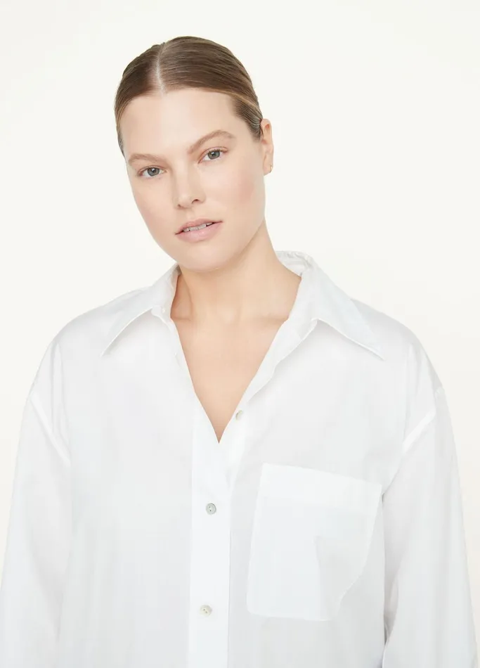 Vince Extended Sizes Women Oversized Long Sleeve Shirt Optic White