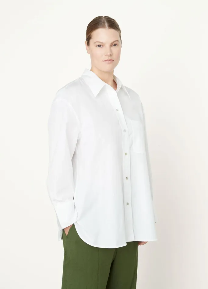 Vince Extended Sizes Women Oversized Long Sleeve Shirt Optic White