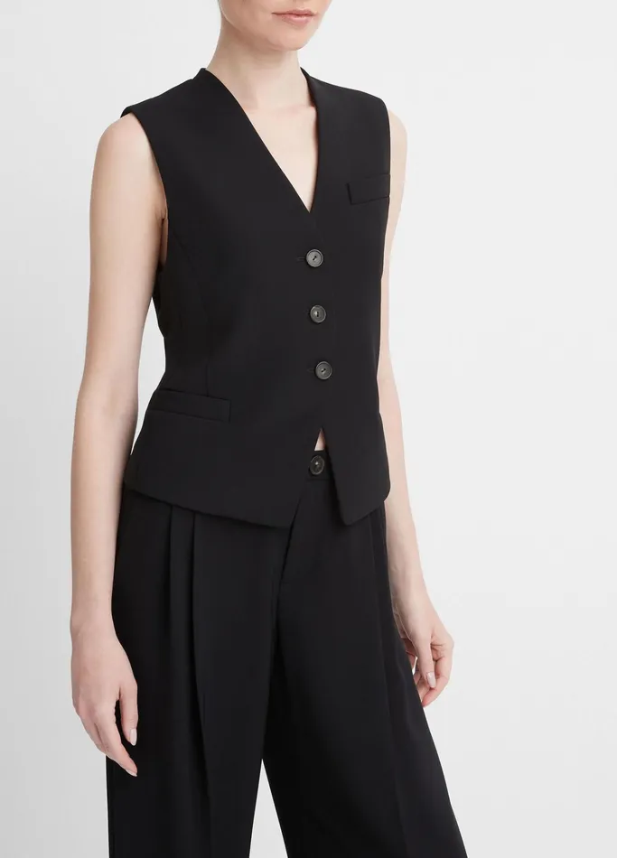 Vince Jackets and Outerwear Women Crepe Vest Black