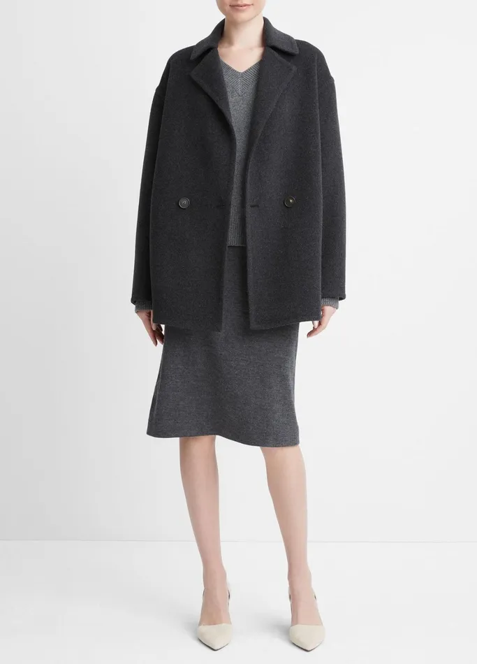 Vince Jackets and Outerwear Women Fine WoolBlend Car Coat Heather Charcoal