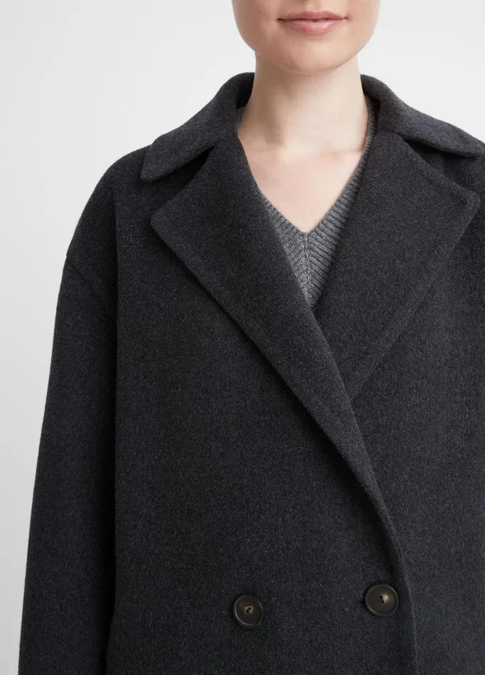Vince Jackets and Outerwear Women Fine WoolBlend Car Coat Heather Charcoal
