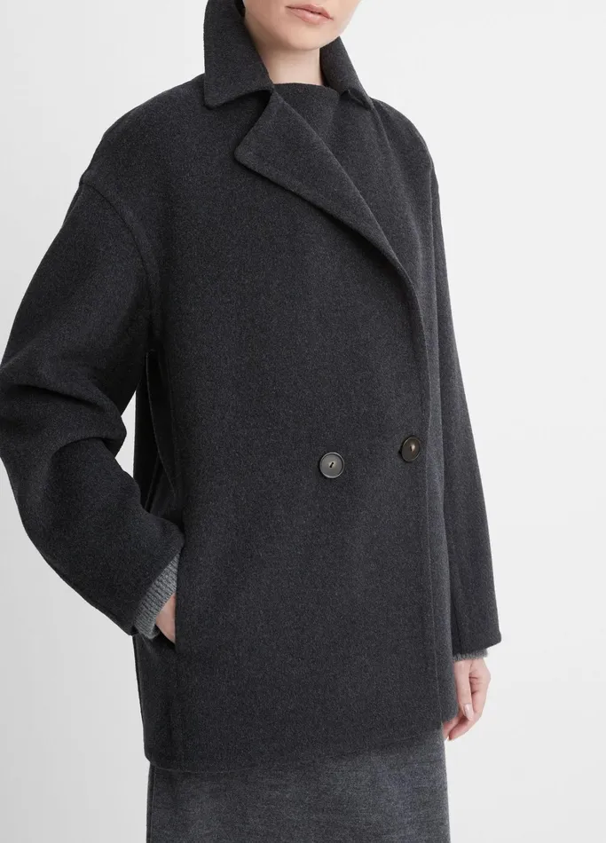 Vince Jackets and Outerwear Women Fine WoolBlend Car Coat Heather Charcoal