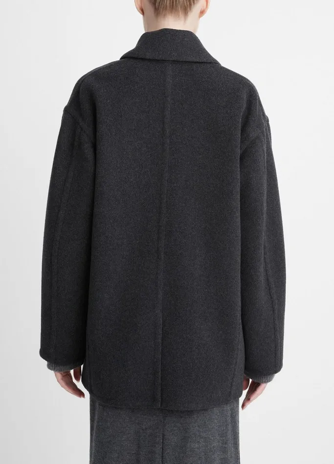Vince Jackets and Outerwear Women Fine WoolBlend Car Coat Heather Charcoal