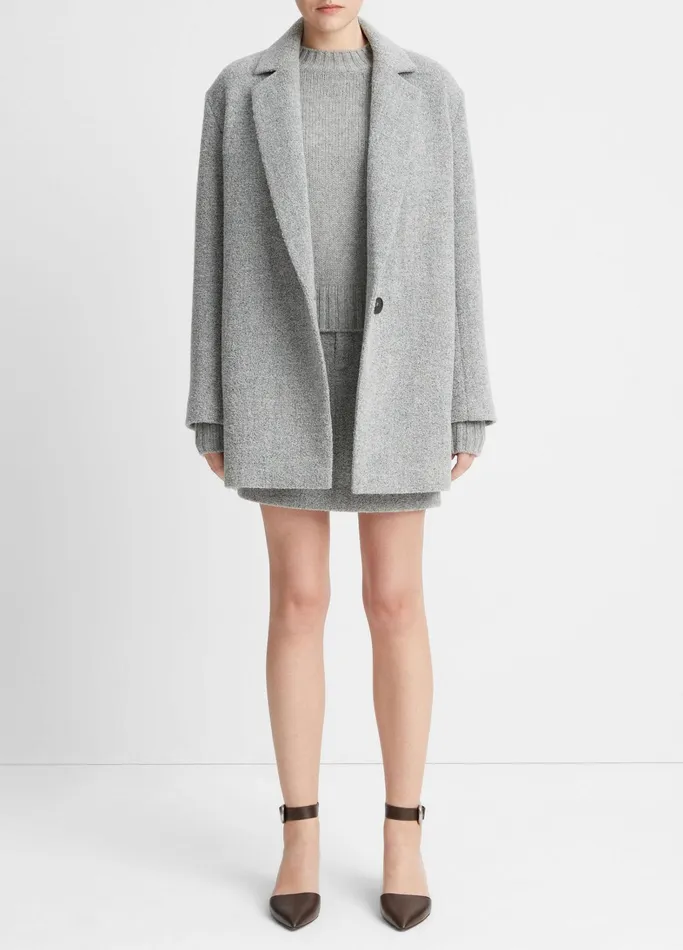 Vince Jackets and Outerwear Women PebbleTextured Blazer Coat Silver Dust