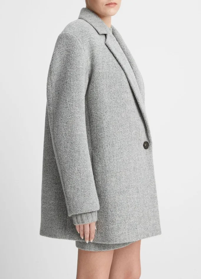 Vince Jackets and Outerwear Women PebbleTextured Blazer Coat Silver Dust