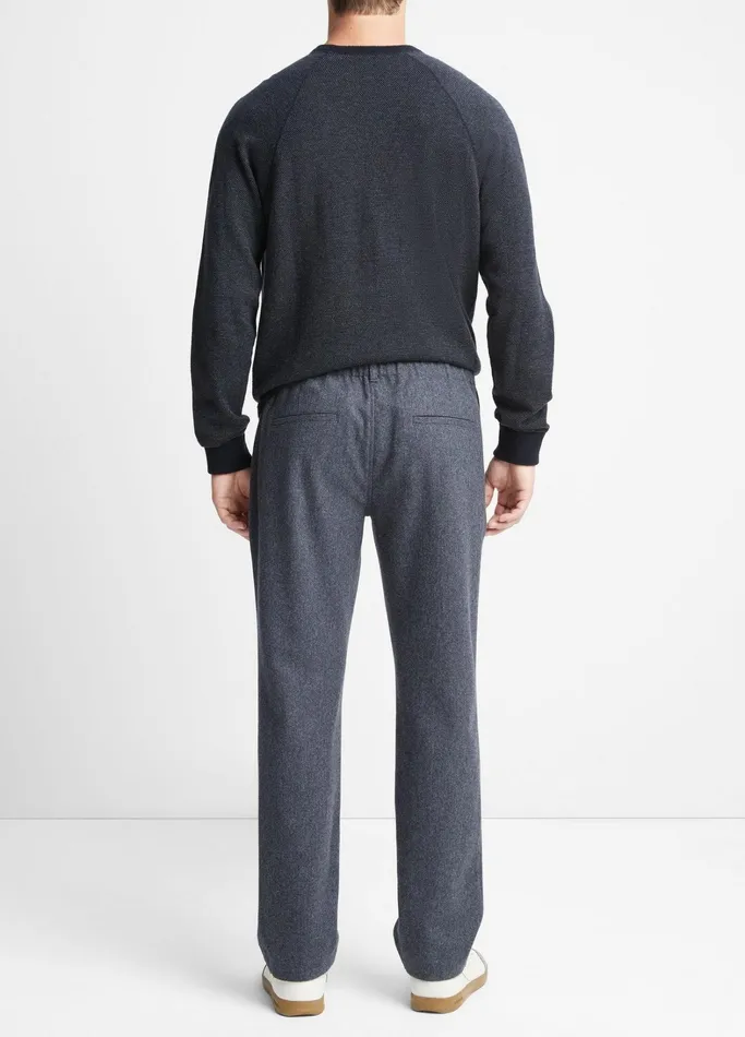 Vince Pants and Shorts Men Herringbone Virgin WoolBlend Flannel Trouser Coastal Bluemedium Heather Grey
