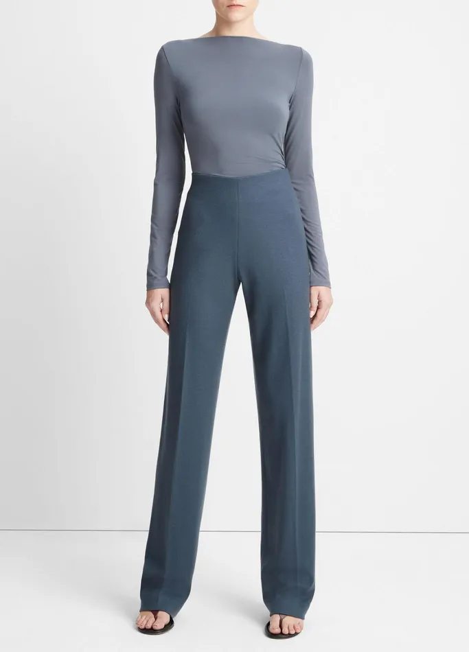 Vince Pants and Shorts Women HighRise Cozy WoolBlend WideLeg Pant Pacific Azure
