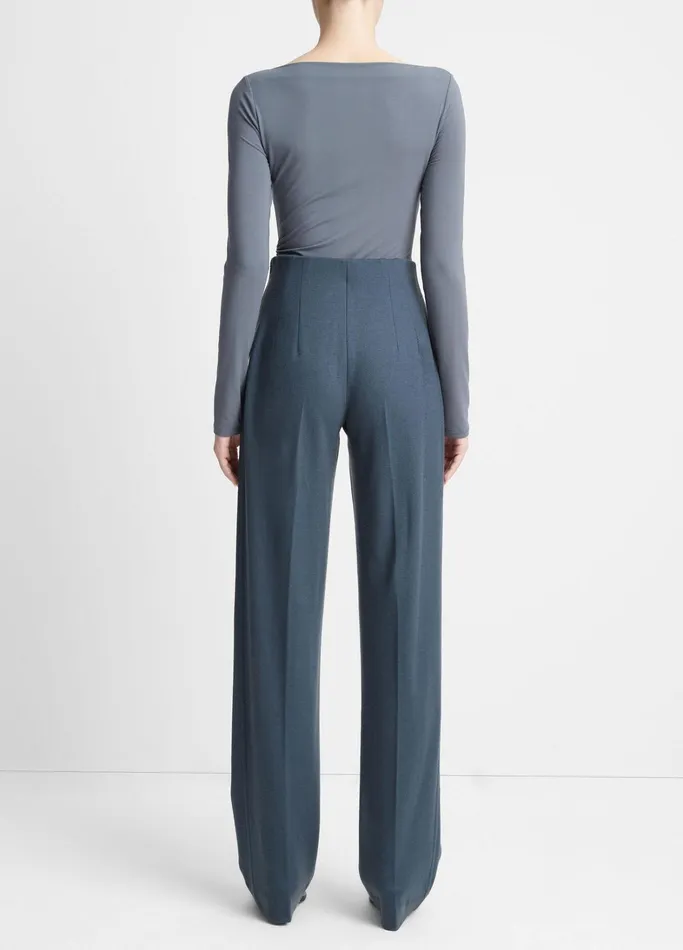 Vince Pants and Shorts Women HighRise Cozy WoolBlend WideLeg Pant Pacific Azure