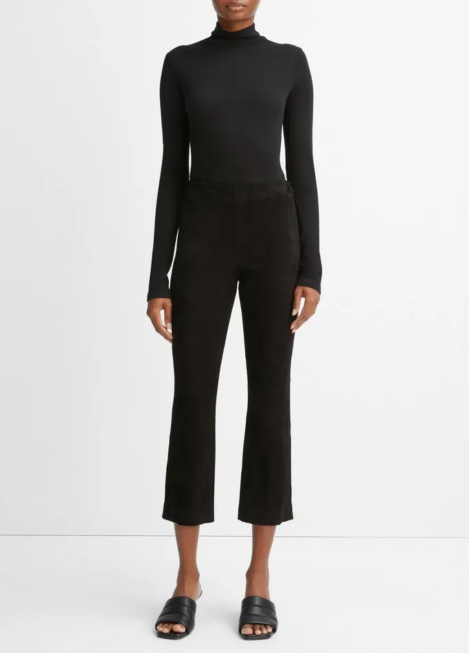 Vince Pants and Shorts Women StretchSuede Cropped Flare Legging Black