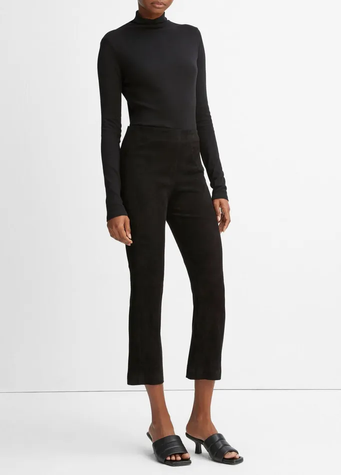 Vince Pants and Shorts Women StretchSuede Cropped Flare Legging Black