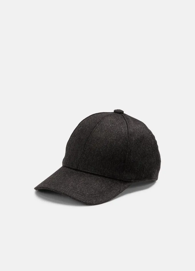 Vince Scarves Hats and Gloves Men Cashmere Baseball Cap Heather Charcoal