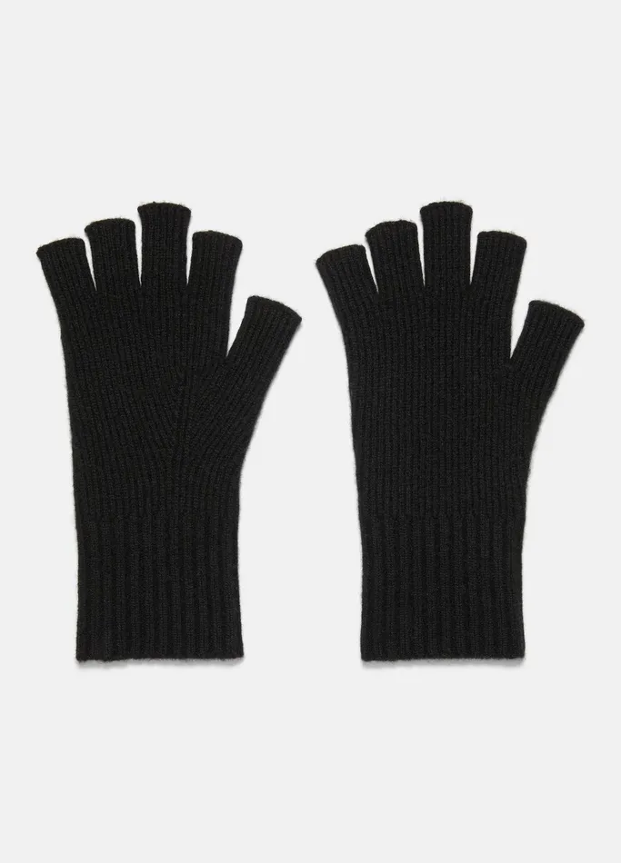 Vince Scarves Hats and Gloves Men WoolCashmere RibKnit Fingerless Glove Heather Black