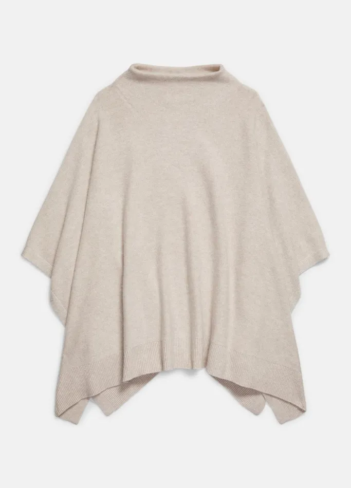 Vince Scarves Hats and Gloves Women Plush Cashmere Funnel Neck Poncho Heather Marble