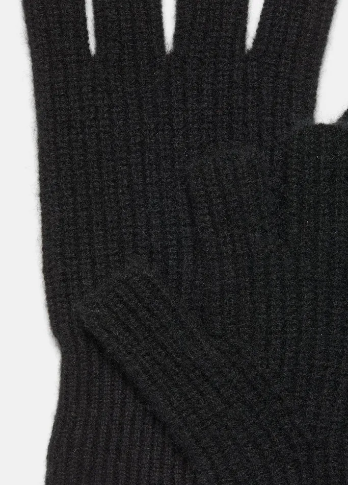 Vince Scarves Hats and Gloves Women Plush Cashmere RibKnit Fingerless Glove Black