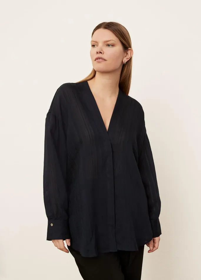 Vince Shirts and Tops Women Drapey Stripe VNeck Blouse Coastal Blue