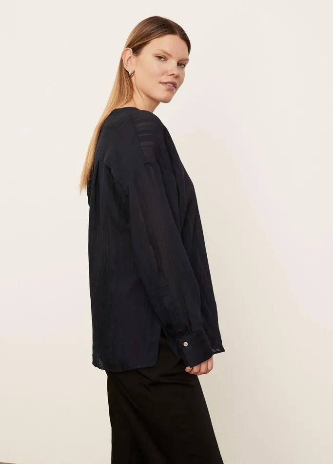 Vince Shirts and Tops Women Drapey Stripe VNeck Blouse Coastal Blue
