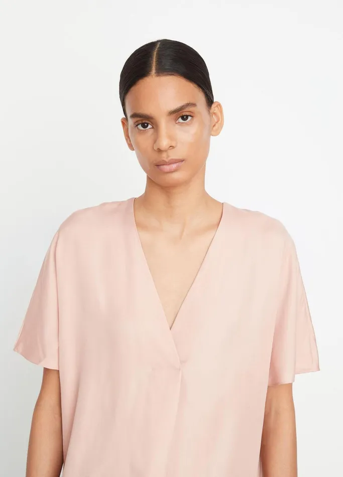 Vince Shirts and Tops Women SilkBlend ShortSleeve VNeck Blouse Tuberose
