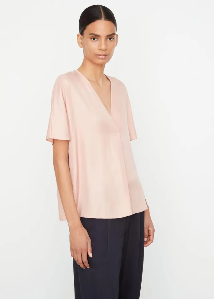 Vince Shirts and Tops Women SilkBlend ShortSleeve VNeck Blouse Tuberose
