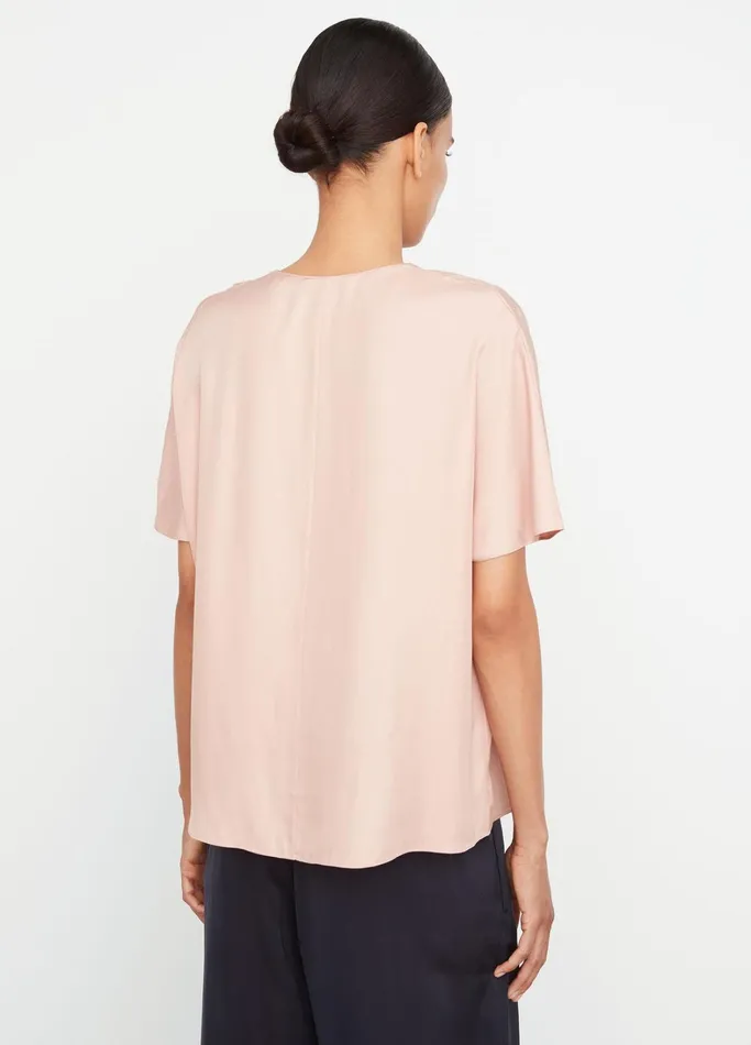 Vince Shirts and Tops Women SilkBlend ShortSleeve VNeck Blouse Tuberose