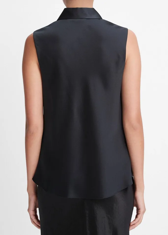 Vince Shirts and Tops Women Silk Sleeveless Bias Shirt Black