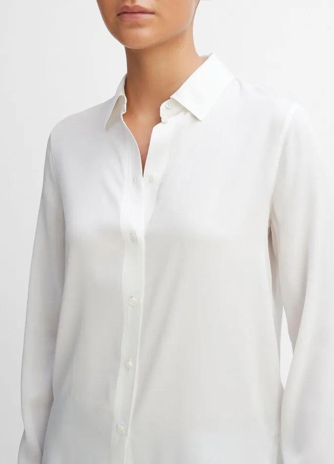 Vince Shirts and Tops Women Slim Fitted StretchSilk Blouse Optic White